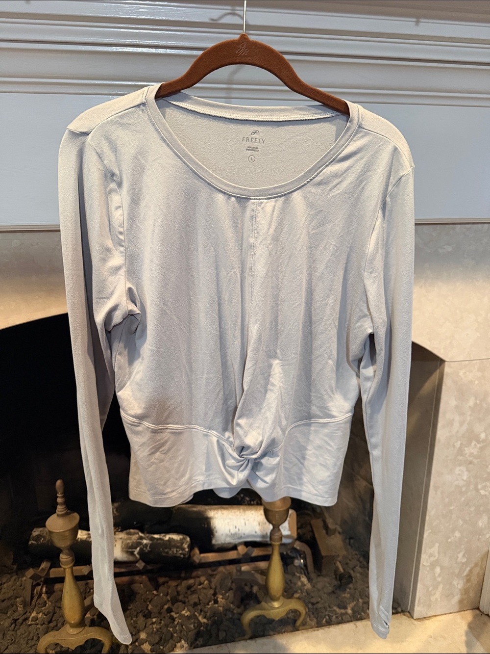 Freely loungewear long sleeve top Twist-Front - Light Gray size L
